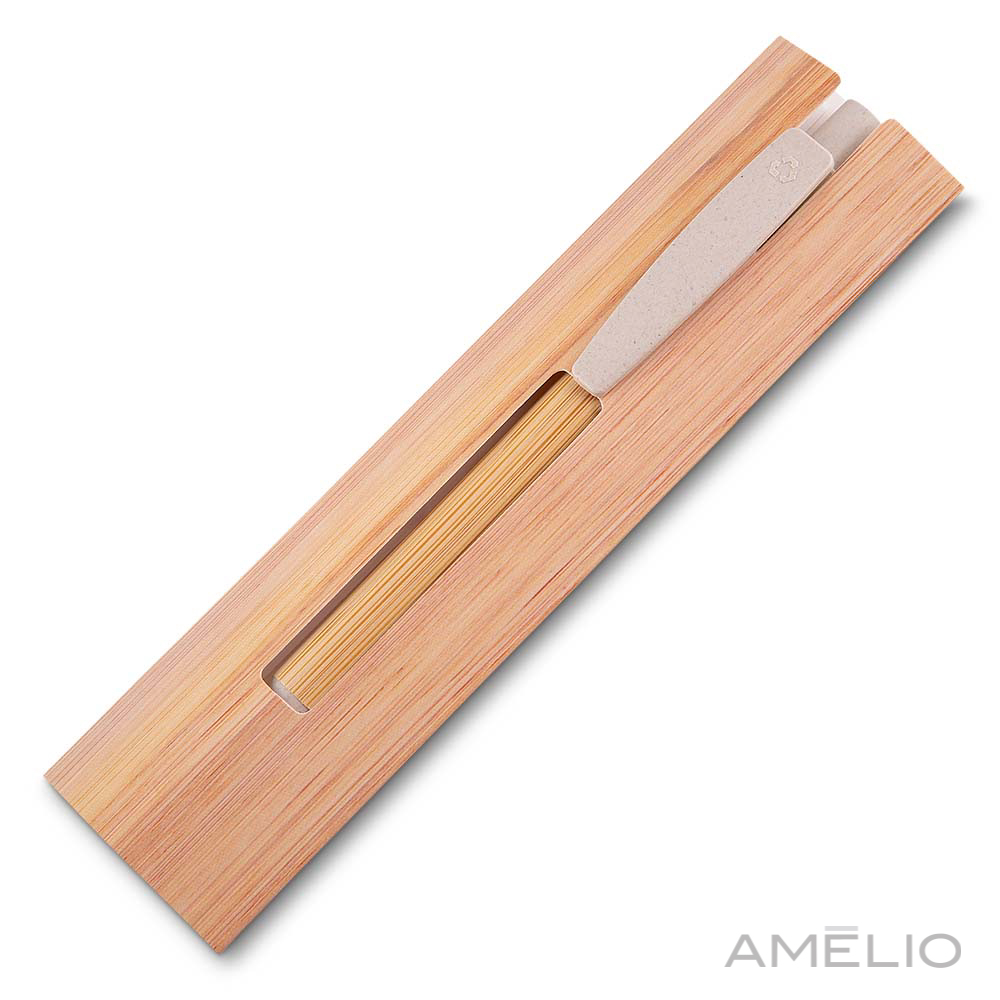 Caneta de bambu com estojo