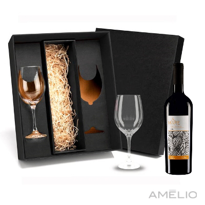 Kit com Vinho 750ml e taças